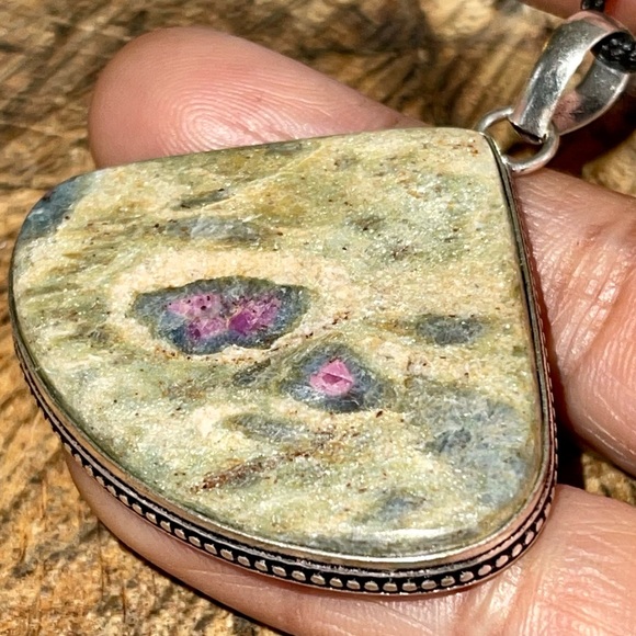 Blue Green Ruby Fuchsite Pendant 2” - Picture 1 of 12